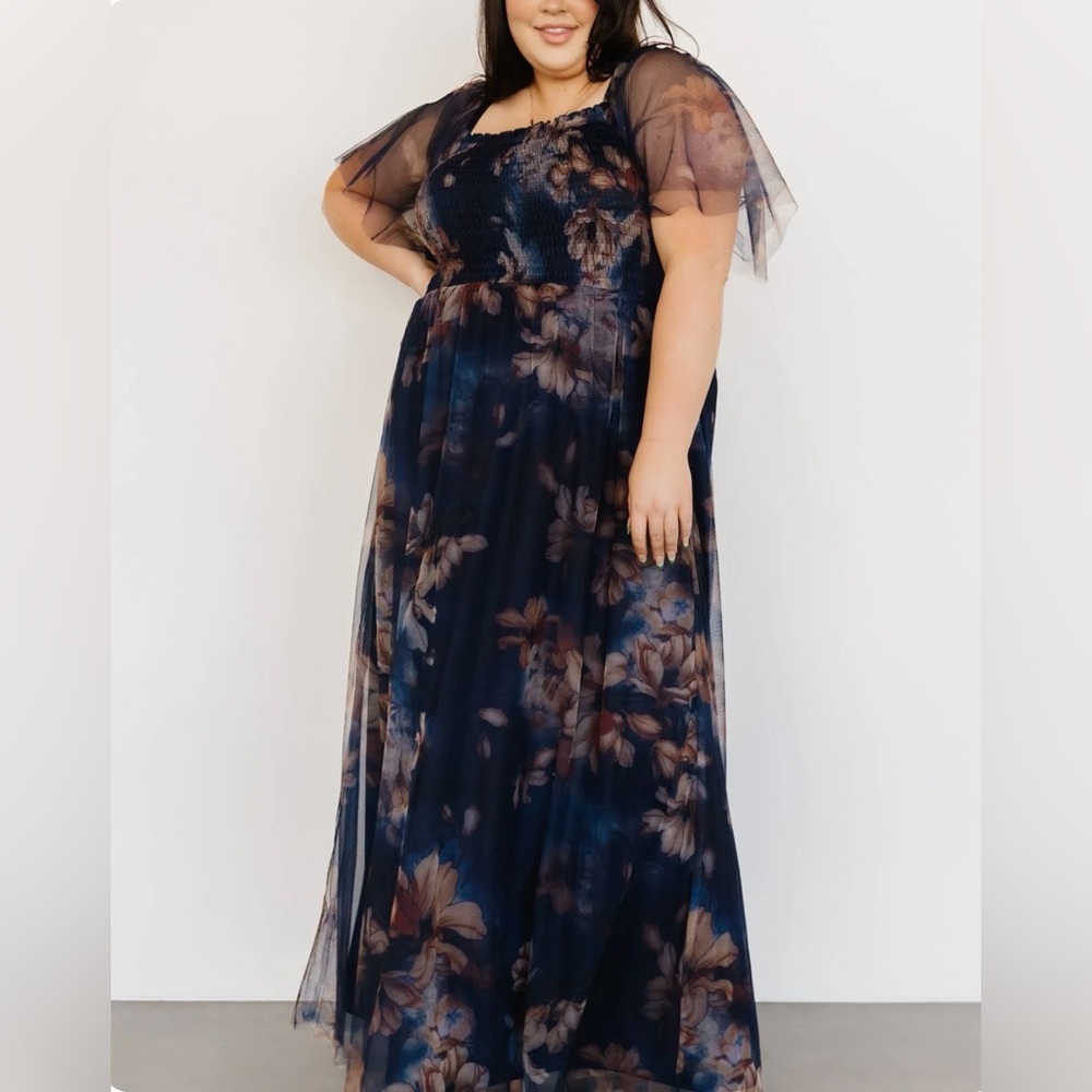 Baltic Born Cassandra Tulle Maxi Dress - Dark Blue Floral